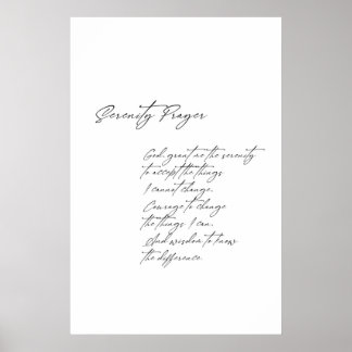 Serenity prayer poster, religious print, modern poster
