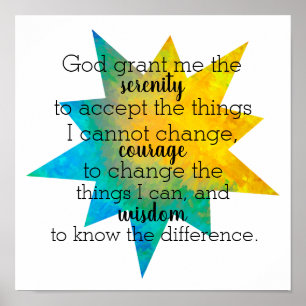 serenity prayer quote colourful star design  poster