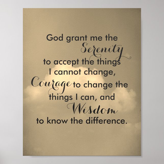 Serenity prayer quote  poster nature photo art (Front)