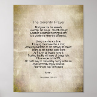 Serenity Prayer Quote Vintage Style Sepia  Poster