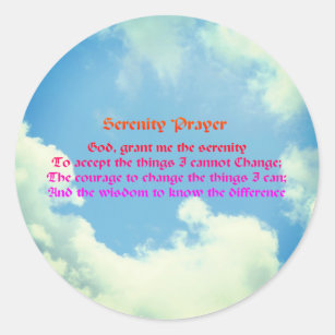 Serenity Prayer Rainbow Blue Sky Inspirational  Classic Round Sticker