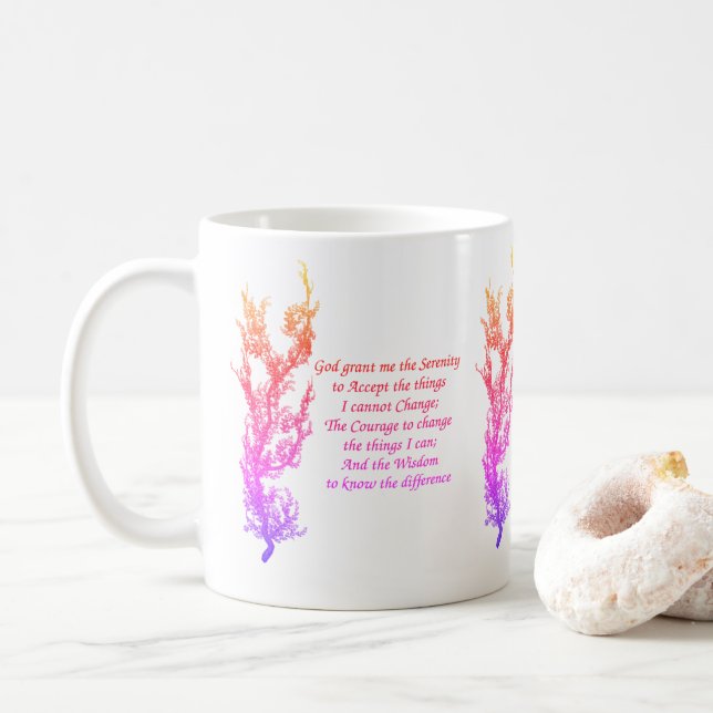 Serenity Prayer Rainbow Colours Inspirational  Coffee Mug (With Donut)