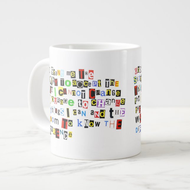 Serenity Prayer Ransom Note Style Large Coffee Mug (Front Left)