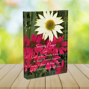 Serenity Prayer Red Coneflowers Floral Photo Block