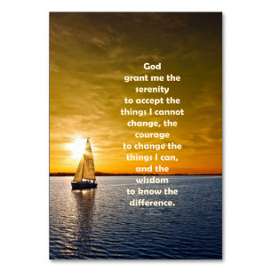 Serenity Prayer: Sailboat in Ocean, Strength/Recov Table Number