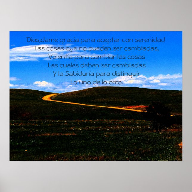 Serenity Prayer/Spanish poster/Motivational Poster (Front)
