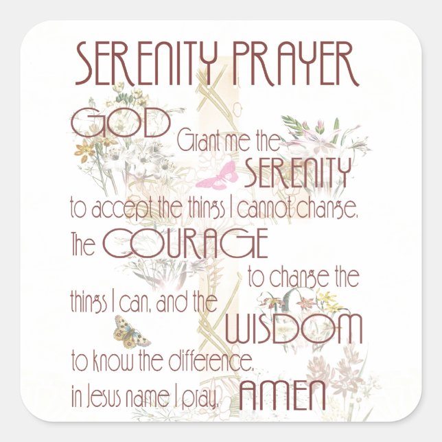 Serenity Prayer Square Sticker (Front)