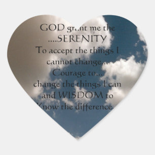 Serenity Prayer Summer Sky Heart Sticker