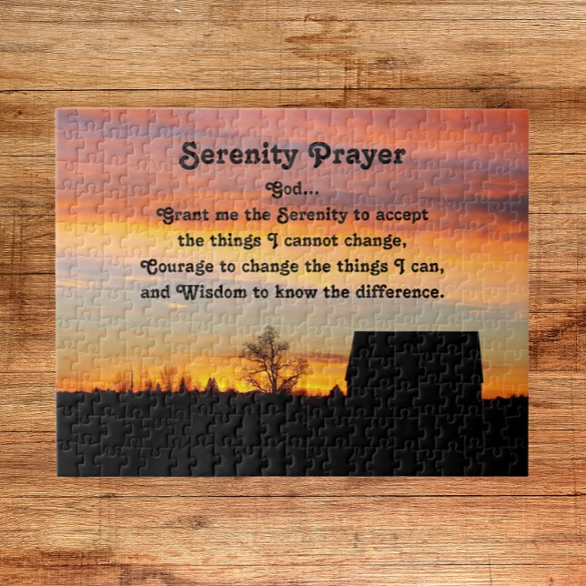 Serenity Prayer Sunset Silhouette Landscape Jigsaw Puzzle (In Situ)