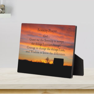 Serenity Prayer Sunset Silhouette Landscape Plaque