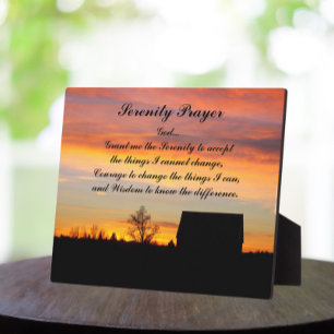 Serenity Prayer Sunset Silhouette Landscape Plaque