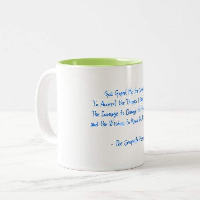 Serenity Prayer Two-Tone Blue Green Recovery Hope  Coffee Mug (Front Left)