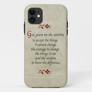 Serenity Prayer-Vintage Style+Burgundy Accents iPhone 11 Case