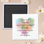 Serenity Prayer Watercolor Magnet<br><div class="desc">Create a mindful gift for yourself or another with this Serenity Prayer text design on a fridge magnet. Created in elegant script typography overlaid on a pastel abstract digital watercolor style heart.</div>