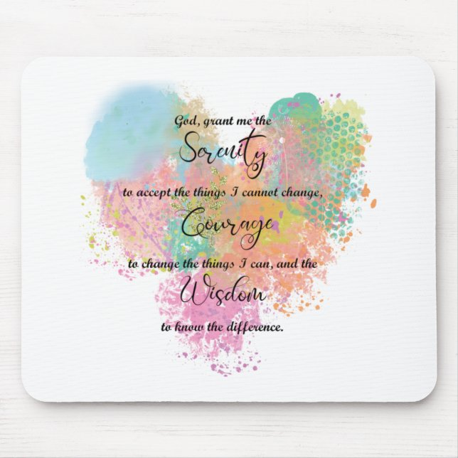 Serenity Prayer Watercolor Mouse Mat (Front)