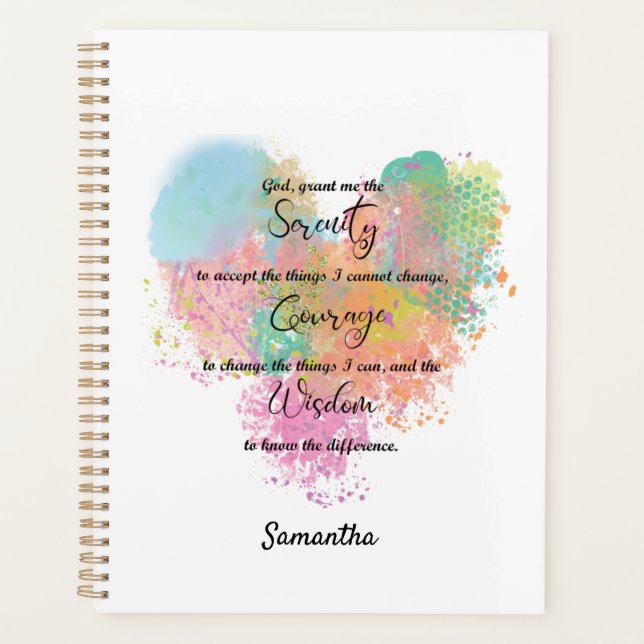 Serenity Prayer Watercolor Planner (Front)