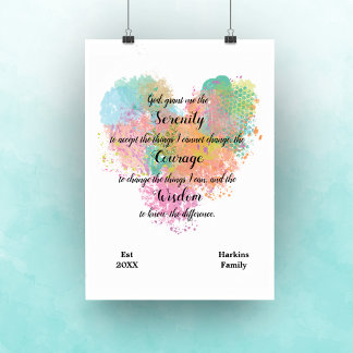 Serenity Prayer Watercolor Poster