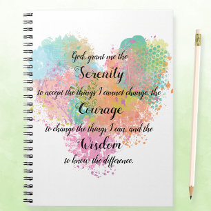 Serenity Prayer Watercolor Spiral Notebook