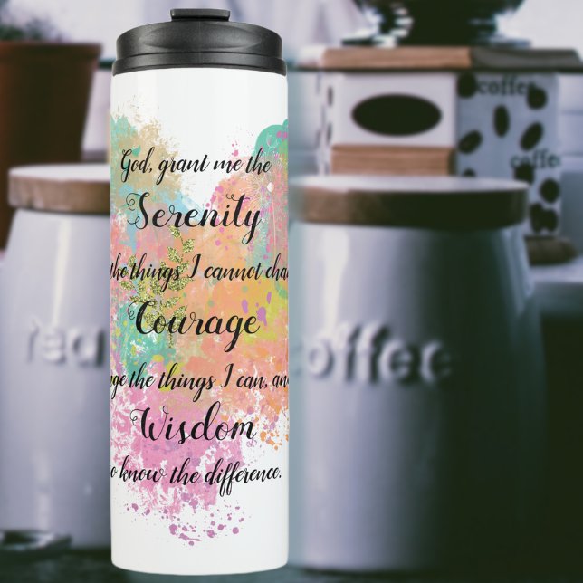 Serenity Prayer Watercolor Thermal Tumbler (Creator Uploaded)