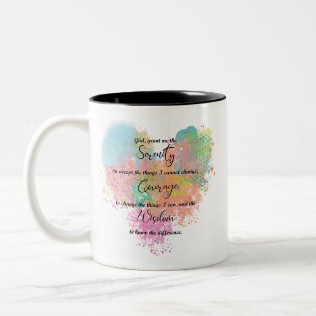 Serenity Prayer Watercolor Two-Tone Coffee Mug (Left)