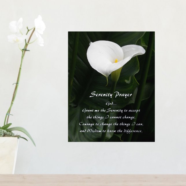 Serenity Prayer White Calla Lily Floral Foil Prints (In Situ (Entry Table))