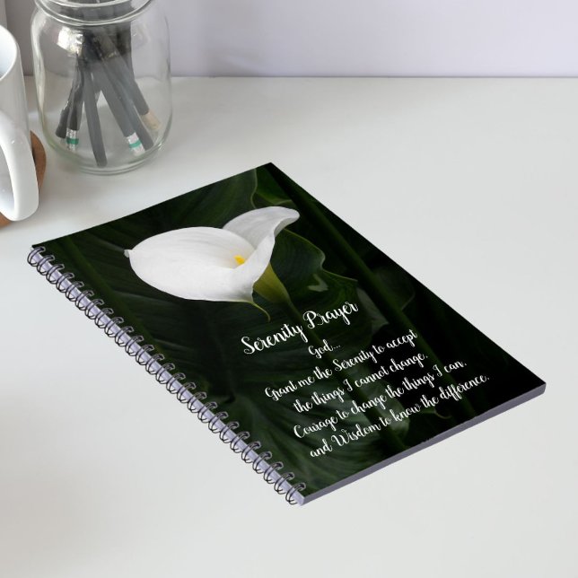 Serenity Prayer White Calla Lily Floral Notebook (In Situ)