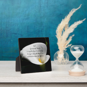 Serenity Prayer White Calla Lily Floral Plaque