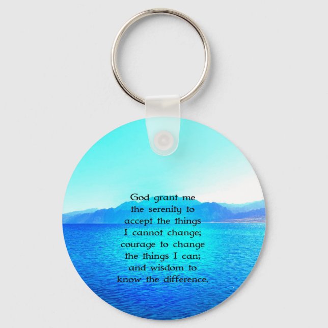 Serenity Prayer With Blue Ocean and Amazing Sky Key Ring (Front)