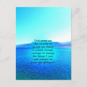 Serenity Prayer With Blue Ocean and Amazing Sky Postcard