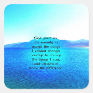 Serenity Prayer With Blue Ocean and Amazing Sky Square Sticker