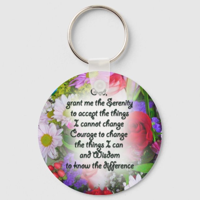 Serenity Prayer with Flowers Key Ring (Front)