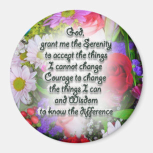 Serenity Prayer with Flowers Magnet
