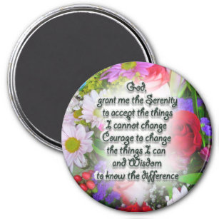 Serenity Prayer with Flowers Magnet