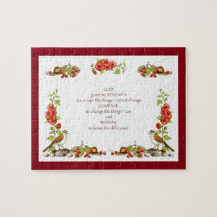 Serenity Prayer With Hand Drawn Nature Border Jigsaw Puzzle