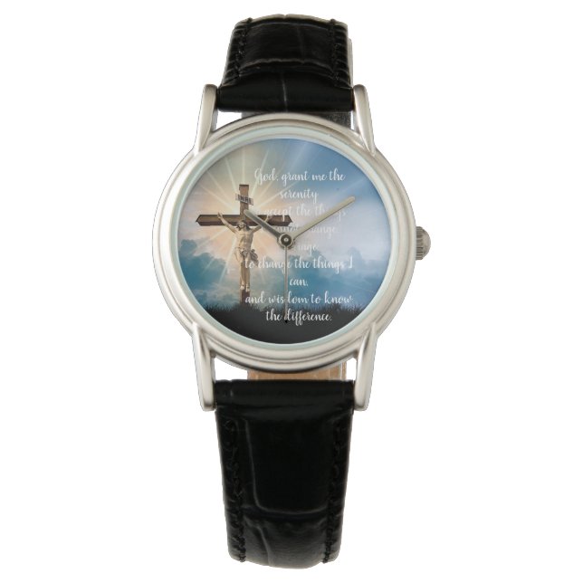 Serenity Prayer with Jesus on Crucifix  Watch (Front)