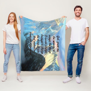 Serenity Prayer With Panoramic View Mount Everest Fleece Blanket