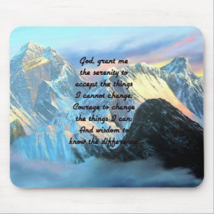 Serenity Prayer With Panoramic View Mount Everest Mouse Mat