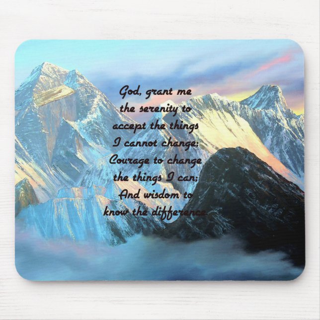 Serenity Prayer With Panoramic View Mount Everest Mouse Mat (Front)