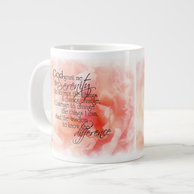 Serenity Prayer with Pink Peony Jumbo Mug (Front Left)