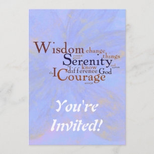 Serenity Prayer Wordle on abstract Invitation