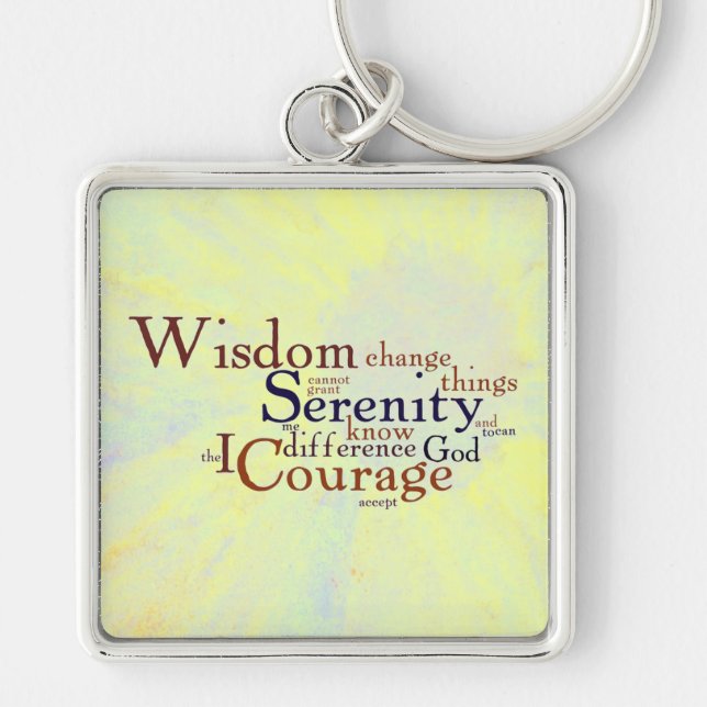Serenity Prayer Wordle on abstract Key Ring (Front)