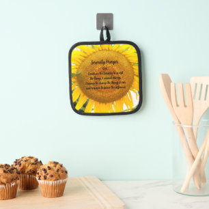 Serenity Prayer Yellow Sunflower Floral Pot Holder