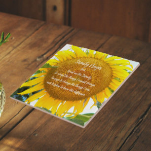 Serenity Prayer Yellow Sunflower Floral Tile