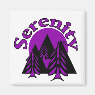 Serenity Quote Modern Black Purple Moon Trees Magnet