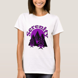 SERENITY Quote Modern Black Purple Moon Tree's T-Shirt