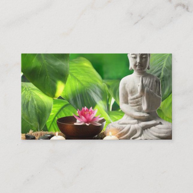 Serenity Scene & Buddha Meditation Instructor Business Card (Front)