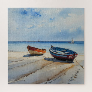 "Serenity Shores" A Restful Watercolour Seascape Jigsaw Puzzle