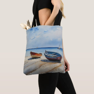 "Serenity Shores" A Restful Watercolour Seascape Tote Bag