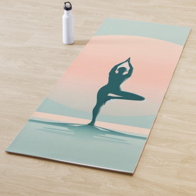 Serenity Sunrise Yoga Mat - Tranquil Tree Pose  (In Situ)