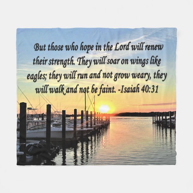 SERENITY SUNSET ISAIAH 40:31 FLEECE BLANKET (Front (Horizontal))